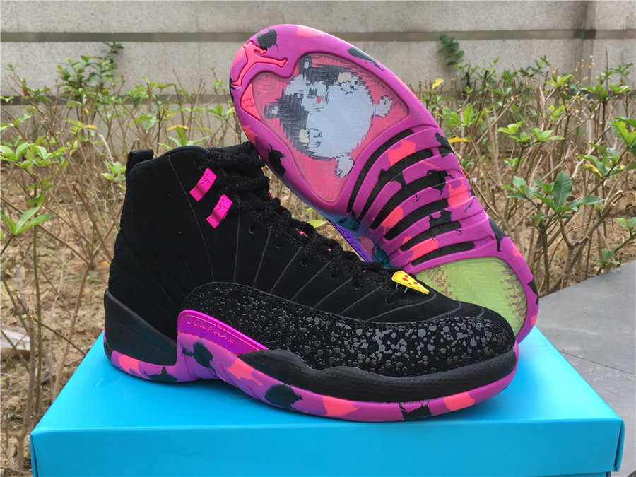 Air Jordan 12 Doernbecher Black Pink Shoes - Click Image to Close